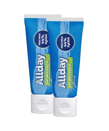 Allday Dry Mouth Gel - Maximum Strength Xylitol, Fast Acting, Non-Acidic (2 Tubes Inside One Box)