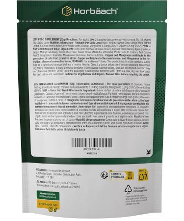 Rutine 500mg | avec Mangan se et Cuivre | Rutine et M lilot | 120 G lules V ganes | Haute Dosage | Horbaach - Buy Online on GoSupps.com