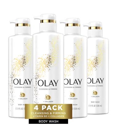 Olay Body Wash with Collagen and Vitamin B3, Cleansing & Firming, 17.9 Fl Oz (Pack of 4) - Packaging May Vary Olay Collagen Premium Body Wash