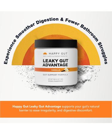 HAPPY GUT Leaky Gut Advantage - Doctor-Formulated Supplement for Discomfort - L-Glutamine N-Acetyl-D-Glucosamine Aloe Vera DGL Zinc - Vanilla Flavor 192g - Buy Online on GoSupps.com