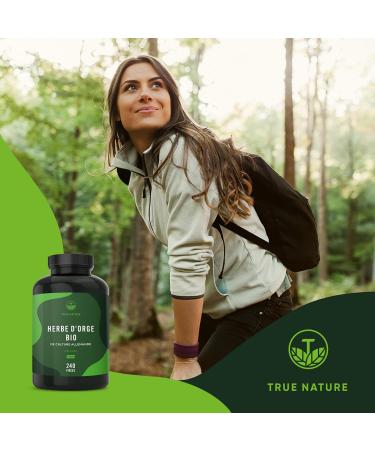 Herbe d'Orge BIO - 3.000mg - Digestion & Peau Saines - 240 G lules - Agriculture Biologique Control e - Vegan - Sans: Additifs Lactose & Gluten - TRUE NATURE 240 unit (Lot de 1) - Buy Online on GoSupps.com