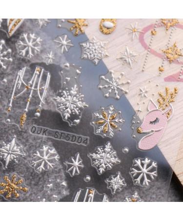 JMEOWIO 3D Embossed Christmas Glitter Nail Art Stickers Decals Self-Adhesive 5D Snowflake Xmas Winter Holiday Gold Nail Supplies Nail Art Design Decoration Accessories 4 Sheets - Buy Online on GoSupps.com