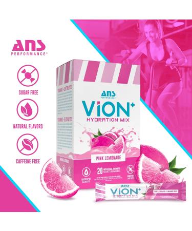 ViON+ Hydration Mix Pink Lemonade - Sugar-Free Electrolyte Powder with 8 Essential Vitamins - 20 On-the-Go Stick Packs for Hydration Energy & Recovery - Natural Flavors & No Artificial Colors or Dyes - Buy Online on GoSupps.com
