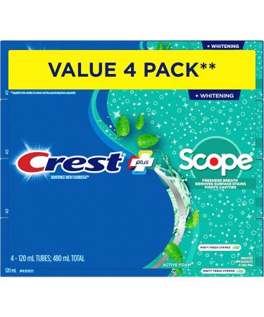 Crest Complete Toothpaste Whitening Plus Scope Minty Fresh 480 mL Total (4 Count of 120 mL Each) Toothpaste Scope (Pack of 4) - Buy Online on GoSupps.com