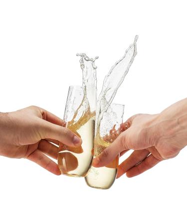 Munfix 48 Pack Stemless Plastic Champagne Flutes - 9 Oz Clear Disposable Glasses, Shatterproof, Recyclable & BPA-Free - Buy Online on GoSupps.com
