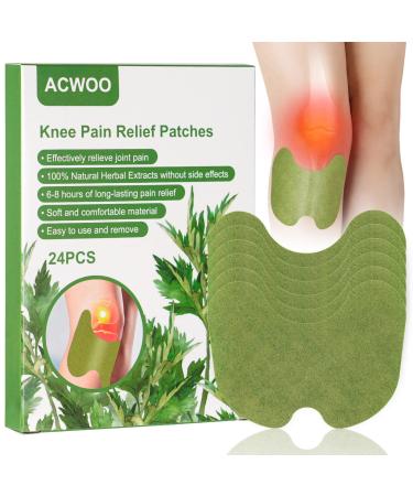 ACWOO Knee Pain Relief Patch 24PCS Knee Patches Pain Relief Plaster with Natural Wormwood Long Lasting Effect Warming Herbal Arthritis Pain Relieving Plaster for Relief Neck/Knee/Muscles Joints Pain Knee 24pcs