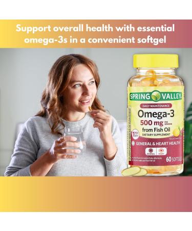 Omega 3 500mg- Fish Oil Softgels 60 Count (Pack of 1) - Buy Online on GoSupps.com