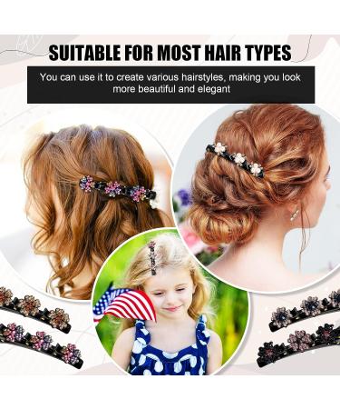 Crystal Stone Braided Hair Clips Set - 16 Pcs Pearl Flower Rhinestones Hairpin for Women and Girls - Buy Online on GoSupps.com
