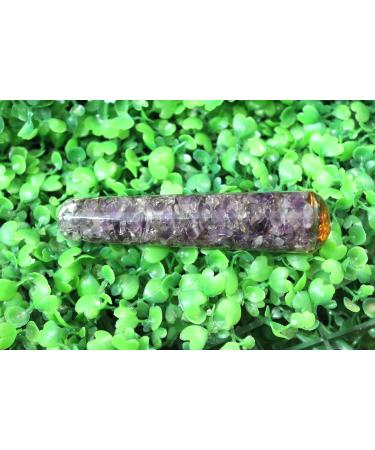 Buy Jet Energized Amethyst Orgone Massage Wand | Copper Reiki Healing Stick | Sacred Geometry Orgonite for Energy & Wellness - Buy Online on GoSupps.com