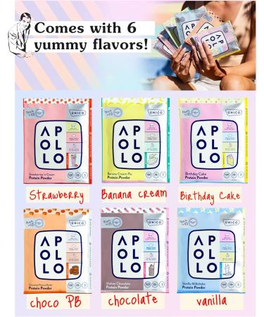 Unico Apollo Protein Powder Samples - Try 6 Delicious Flavors | Convenient Single-Serve Pouches | 100% Grass-Fed Whey Casein & Egg White Protein - Buy Online on GoSupps.com