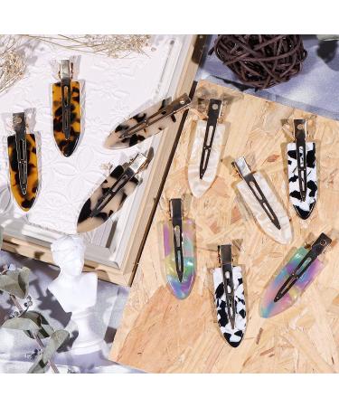 Magicsky 10PCS No Bend Hair Clips - Acrylic Resin Flat Clips for Styling, No Crease Curl Pins, Leopard White Black - Hairstyle Accessories for Women and Girls - Buy Online on GoSupps.com