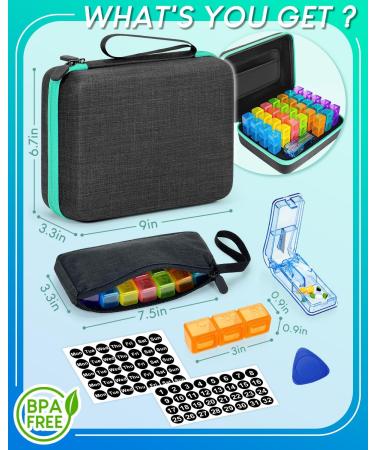 Monthly Pill Organizer 3 Times a Day | Portable Hard Shell | 31-Day Box with Pill Cutter | Medication Management Solution - Buy Online on GoSupps.com