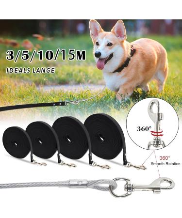 Waterproof Dog Drag Line | Chew Proof Tie-Out Linen for All Dog Sizes | 3-30m Robust Leash - Black 5m - Buy Online on GoSupps.com