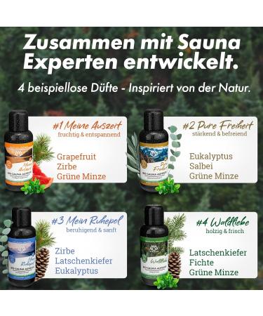 Nordholz Sauna Infusion Set Bio 4x100ml + Menthol Crystals 50g Ultimate Sauna Accessories for Intensive & Relaxing Fragrance - Buy Online on GoSupps.com
