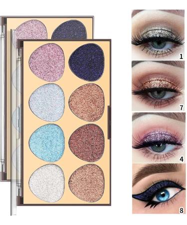 Eyeshadow Palette Fine Pressed 8 Colors Glitter Eye Makeup Palette - Blendable Natural Colors Make Up Eye Shadows Cosmetics Gift Fovolat M2 - Buy Online on GoSupps.com