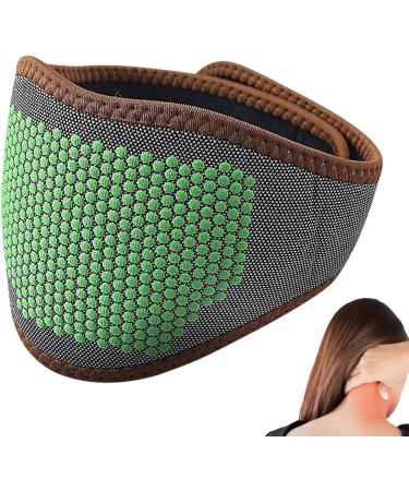 Suphyee Neck Heat Wrap - Adjustable Thermal Neck Bandage with Magnetic Fiber & Herbal Extract for Stiffness Relief - Black-Green Dot - Buy Online on GoSupps.com