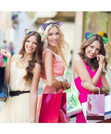 SIQUK 26 Pieces Reversible Sequin Cat Ears Headbands for Girls and Women - 26 Lively Colors - Buy Online on GoSupps.com