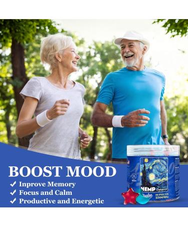 Hemp Gummies for Adults - Blueberry Grape Natural Juice Vitamins, Omega 3 - Chewable Gummy, Made in USA Blueberry, Grape - Buy Online on GoSupps.com