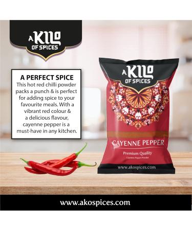 Cayenne Pepper Powder 1 KG - Hottest All Purpose Seasoning - Ground Chilli Taco Spice - Premium Quality Vegan Seasoning - Buy Online on GoSupps.com
