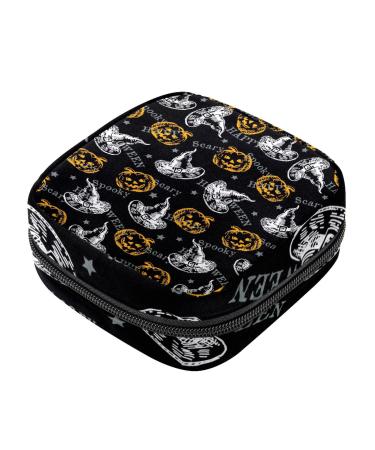 Halloween Pattern Sanitary Napkin Storage Bag Menstrual Pad Bag Portable Menstrual Period Sanitary Pouch Zipper Tampons Collect Bags for Teen Girls Women Ladies Color 10