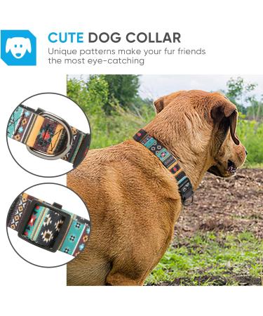 Heele Dog Collar for Small & Medium Dogs - Adjustable Bohemian Cyan Patterned Collar for Comfort & Durability | XS Size (21.6-28cm) - Buy Online on GoSupps.com