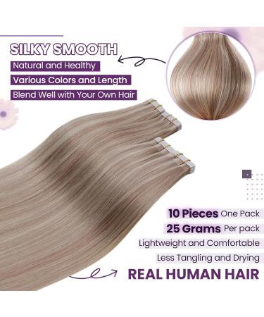 LAAVOO Tape In Hair Extensions - Real Hair Blond Highlighted 45cm 10PCs #P18/613 - International Shipping Available - Buy Online on GoSupps.com