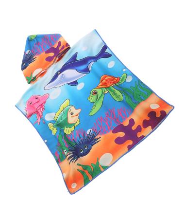 FEBE Bath Poncho Children Bath Towel With Hood Bathrobe for Toddler Ocean 4