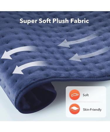 Toberto Electric Heating Pad for Back Pain Relief - 12x24 Ultra Soft Large Heated Pad - 6 Heat Settings, 4 Timer Auto Shut Off - Navy Blue - Buy Online on GoSupps.com