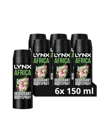 Lynx Africa the G.O.A.T. of fragrance 48 hours of odour-busting zinc tech Aerosol Bodyspray deodorant to finish your style 150 ml