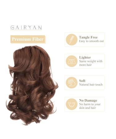 Shop Gairyan 30cm Long Curly Ponytail Extensions - Dark Brown & Dark Auburn Claw Clip Synthetic Hair for Women - Buy Online on GoSupps.com
