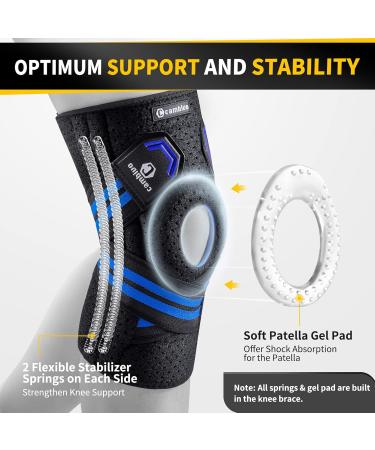 CAMBIVO Knee Brace with Side Stabilizers & Patella Gel Pads Knee Compression Sleeve for Meniscus Tear ACL MCL Adjustable Compression Knee Support for Women and Men(Upgrade Blue Medium) Medium Upgrade Blue - Buy Online on GoSupps.com