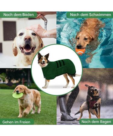 BasVII Microfiber Dog Bathrobe - Extra Absorbent & Quick Dry Velcro Fastener Adjustable for All Dog Sizes (L) - Gr n-L | International Shipping Available - Buy Online on GoSupps.com