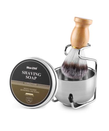3 In 1 Shaving Brush Set Shaving Soap Bowl & Shaving Stand & Badger Hair Shaving Brush Kit Shaving Cleaning Tool for Men (Silver+soap)