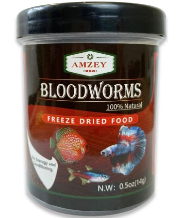 Blood Worms 0.5 oz -100% Natural Freeze Dried Blood Worms - Aquarium Fish Food - High Protein Food for Betta Fish, Food for Goldfish, Food for Cichlid, Food for Guppy, Food for Discus, Food for Turtle