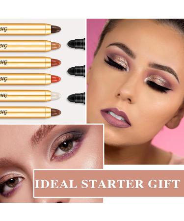 6Pcs Colorful Glitter Eyeshadow Stick Set High Pigmented Long Lasting Waterproof Eye Shadow Sticks Makeup Sets Easy to Apply Shimmer Cream Professional Eyeshadow Pencil Crayon Set - Buy Online on GoSupps.com