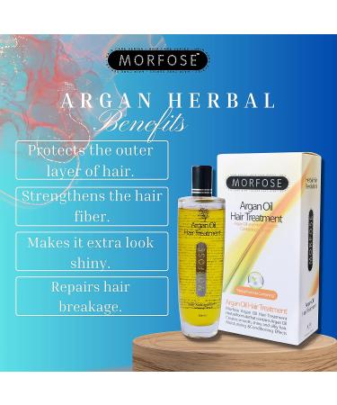 Morfose Herbal Argan Hair Oil for Curly Frizzy Hair - Restore Shine, Prevent Split Ends, and Promote Growth | Best Hair Treatment Oil for Dry, Damaged, and Frizzy Hair - Buy Online on GoSupps.com