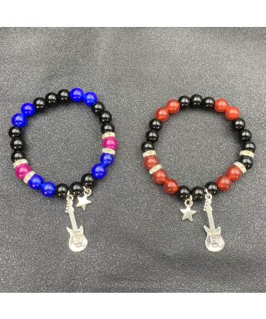 Vsilay Lianxue Heart Couple Bracelets - Halloween Spiders Magnetic Fitting Elastic Pearl Wrist Chain Jewelry Gift (2 Pieces) - Buy Online on GoSupps.com