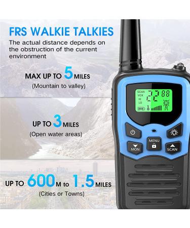 MOICO Long Range Walkie Talkies for Adults - 2 Pack Blue Two-Way Radios for Field Survival, Camping, Hiking - 22 Channels FRS VOX Scan LCD Display with LED Flashlight - Buy Online on GoSupps.com