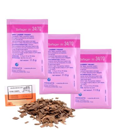 3 x Fermentis W 34/70 Yeast + Oak Chips, Brewer's Yeast