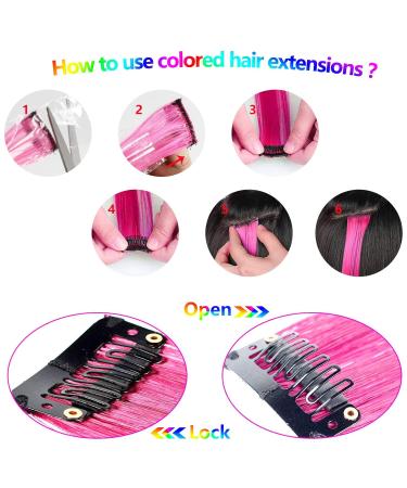 22 PCs Rainbow Clip-In Hair Extensions - 17 Inch Colorful Curly Wavy Highlights for Girls & Women - Perfect Hair Accessories for Parties - Buy Online on GoSupps.com