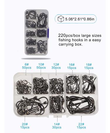 Beoccudo Fishing Hooks Set - Large Size Worm Soft Bait Jig Fishhooks - Freshwater and Saltwater Fishing Gear - Sizes 6-22 - Buy Online on GoSupps.com