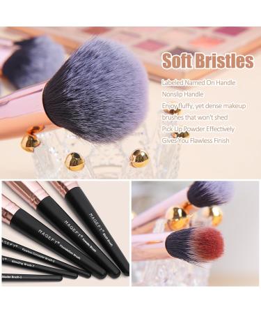Magefy Professional 28 PC Makeup Brush Set | Premium Foundation Eyes & Lips Brushes | Black Gift Box - Perfect for Flawless Application - Buy Online on GoSupps.com