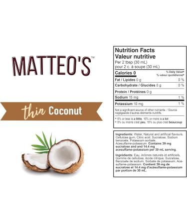 Matteo's Sugar-Free Fruit Syrup Sweeteners for all types of Beverages - for Pastry Dessert Kitchen Restaurant and Bars Tropical Coconut Flavor Smooth Creamy Non Alcoholic Syrup (750ml - 6pk) 750 ml (Pack of 6) - Buy Online on GoSupps.com