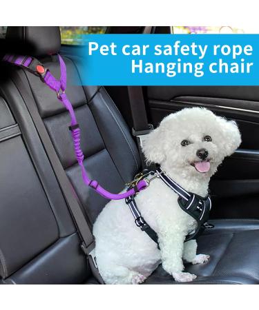 Adjustable Safety Harness Dog - Heavy Duty Elastic Buffer & 360 Rotary Carabiner - Purple Headrest Type - Nylon Pet Seating Straps for International Shipping - Buy Online on GoSupps.com