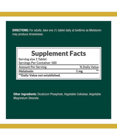 Nature's Bounty Melatonin 1 mg - 180 Tablets for Sleep Support - Buy Online on GoSupps.com
