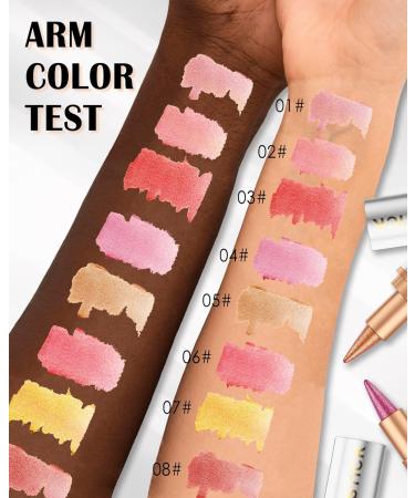Crayon a Levre Paillet Rose Dor Nourishing Rouge L vres Longue Tenue Effet Paillettes M talliques Waterproof Lip Liner & Lipstick 2-in-1 Crayon Levre Sans Transfert Tr s Pigment pour Femme-01 01# Rose Dor  - Buy Online on GoSupps.com