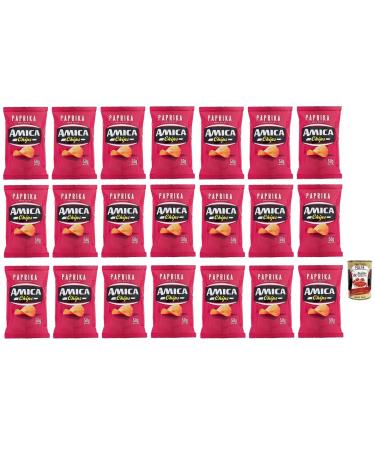 Italian Gourmet E.R. Amica Potato Chips Paprika Pack of 21 potato chips with pepper flavor gluten-free savory snack 50g bag + Italian Gourmet Polpa di Pomodoro 400g box