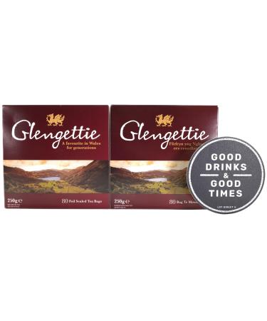 GLENGETTIE Welsh Tea 2 Boxes 160 Tea Bags In Total - With Free Drinks Coaster