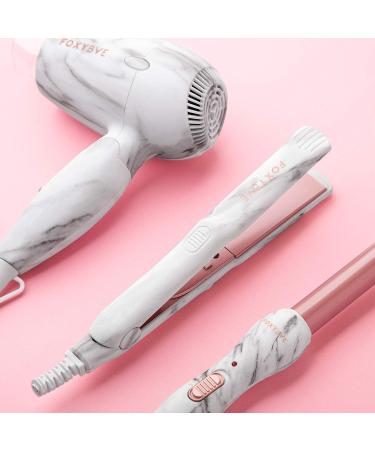 FoxyBae Mini Travel Hair Dryer - Professional Salon Results - White Marble & Rose Gold - Buy Online on GoSupps.com