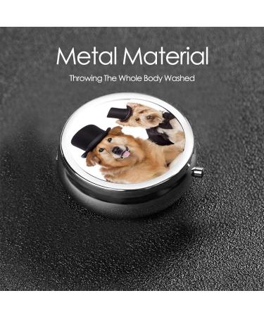 Cute Dogs Round Pill Box - 3 Compartment Portable Travel Medicine Organizer - Mini Decorative Pocket Holder for Tablets & Vitamins - Buy Online on GoSupps.com